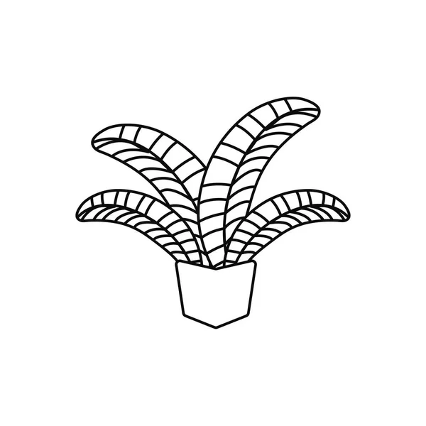 Potted palm leaves plants line style icon — стоковый вектор