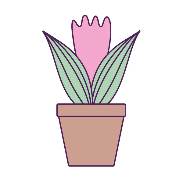 Potted leaves plant fill line — Vector de stock