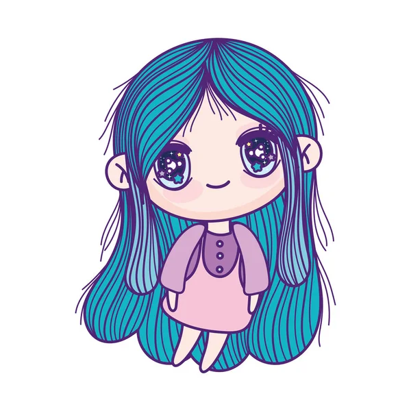 Kids, cute little girl anime cartoon character — Stok Vektör