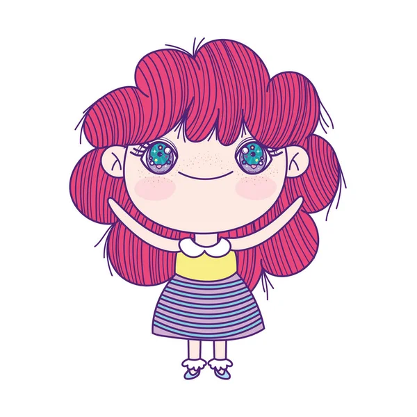 Kids, cute little girl anime cartoon character — Vettoriale Stock