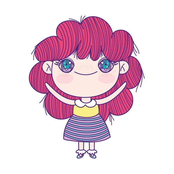 Kids, cute little girl anime cartoon character — Stockvektor