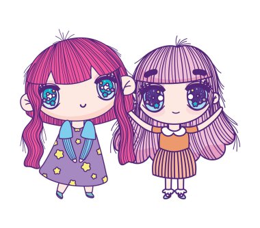 kids, cute little girls anime cartoon characters