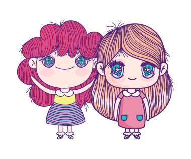 kids, cute little girls anime cartoon characters