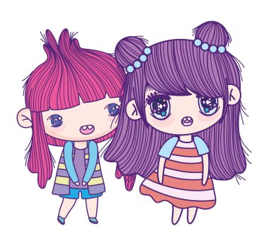 kids, cute little girls anime cartoon characters