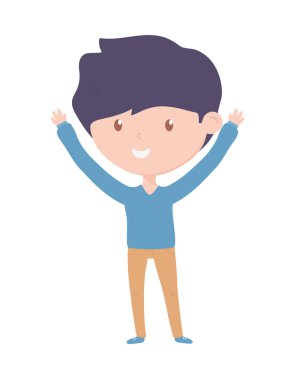 Beyaz arka planda duran genç adam karikatürü