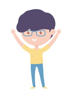 Beyaz arka planda duran genç adam karikatürü