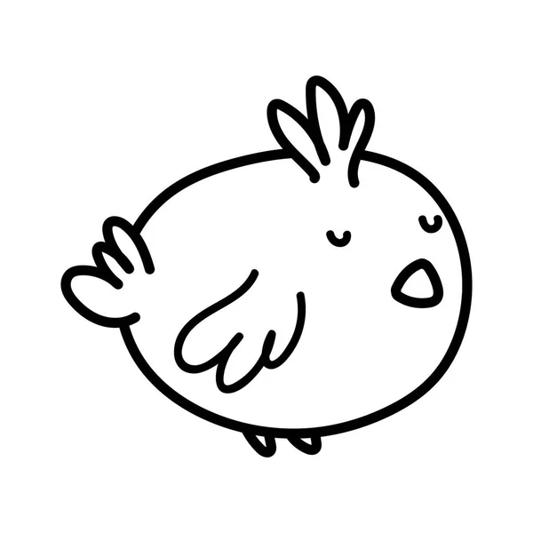 Cute little chicken bird animal icon — Vetor de Stock