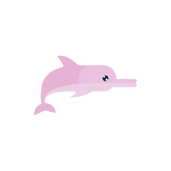 Морская жизнь, розовый дельфин мультфильм о морской фауне животное — стоковый вектор