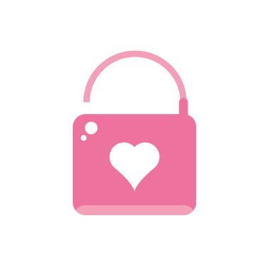 Sevgililer günün kutlu olsun. Açık asma kilit kalp aşk pembe tasarım.