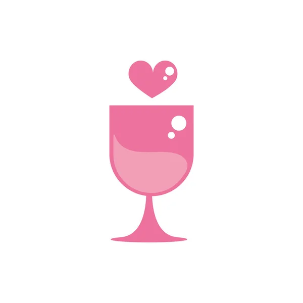 Feliz día en el corazón romántico taza de bebida de diseño rosa — Vector de stock
