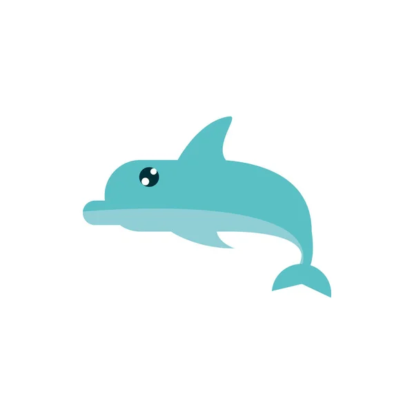 Vie marine, dauphin caricature faune marine animal — Image vectorielle