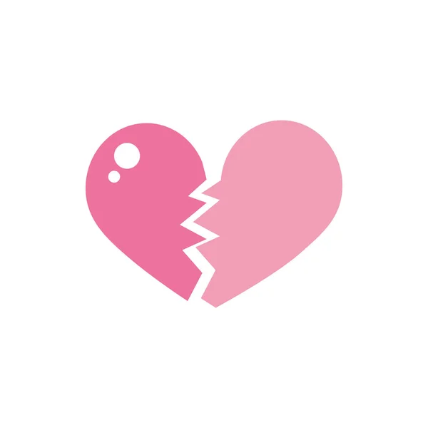 Feliz día roto amor corazón triste rosado diseño — Archivo Imágenes Vectoriales