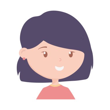 Beyaz arka planda genç mutlu kadın karikatürü.