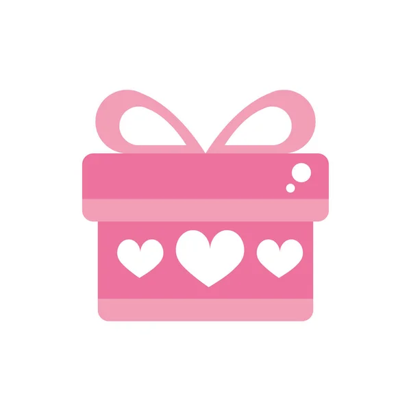 Šťastný Valentines den zabalený dárek box srdce dekorace růžový design — Stockový vektor