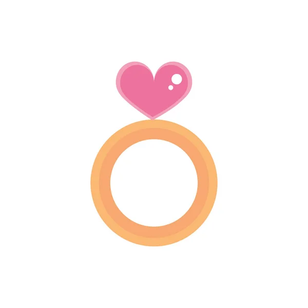 Boldog Valentin nap aranyos gyűrű ékszerek szív rózsaszín design — Stock Vector