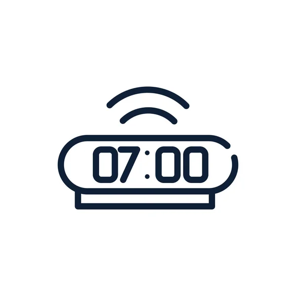 Tid digital väckarklocka linjär design — Stock vektor