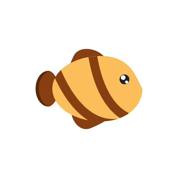 Ryby zvíře kreslené ikona na bílém pozadí — Stockový vektor