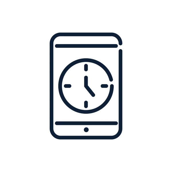 Smartphone horloge numérique design linéaire — Image vectorielle