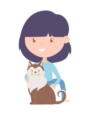 Sibiryalı köpek çizgi film karakterleri olan genç bir kadın.