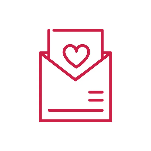 Happy valentines den obálka dopis zpráva srdce láska červená čára design — Stockový vektor