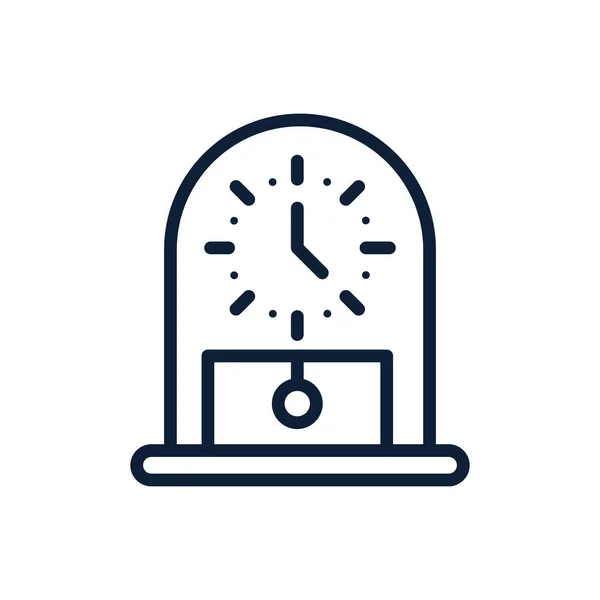 Time retro clock with pendulum linear design — Stock Vector