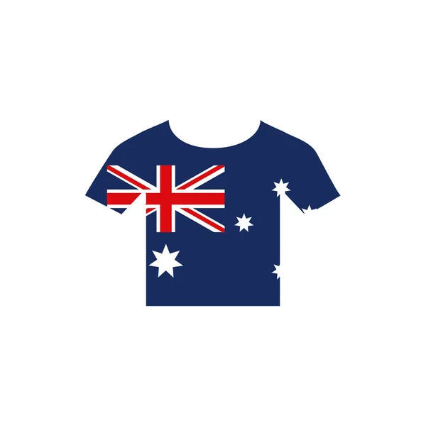 Camiseta con emblema australia icono de bandera en fondo blanco. — Archivo Imágenes Vectoriales