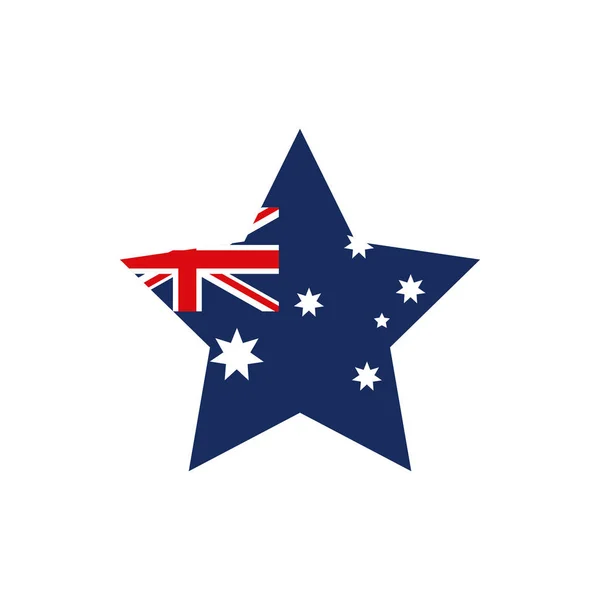 Bandiera forma emblema australia icona su sfondo bianco — Vettoriale Stock