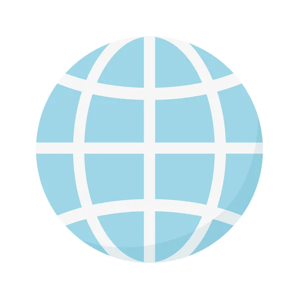 Wereld planeet kaart pictogram op witte achtergrond — Stockvector