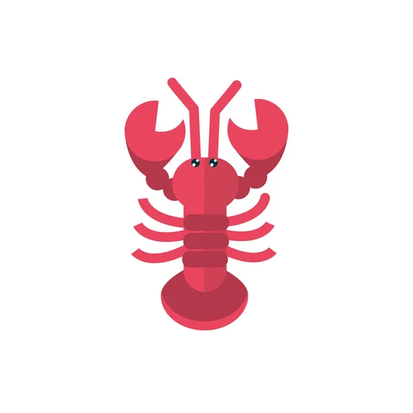 Marine life, red lobster cartoon sea fauna animal - Stok Vektor