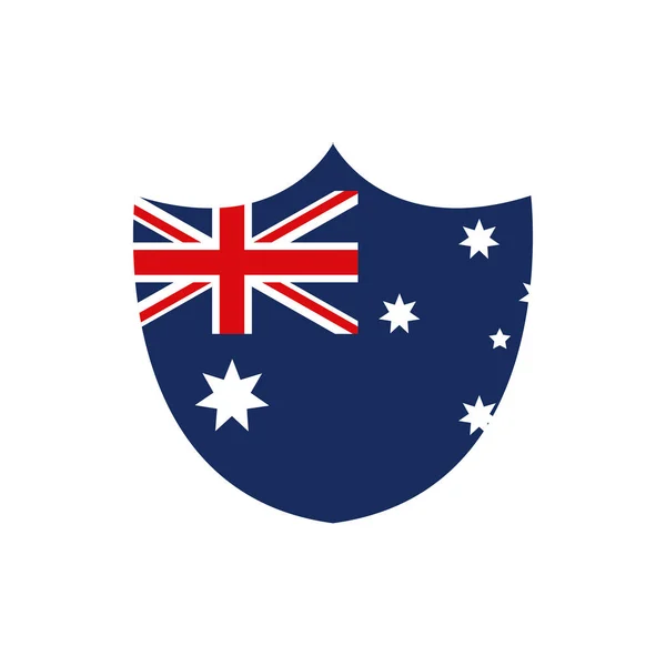 Beyaz arkaplanda kalkan şeklindeki bayrak amblemi Avustralya simgesi — Stok Vektör