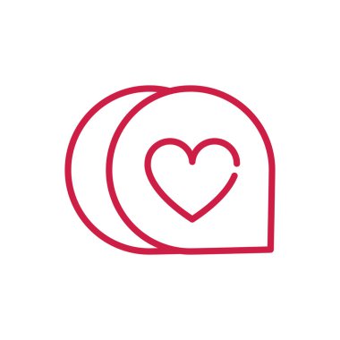 Sevgililer Günü 'nüz kutlu olsun. Aşk düğmesi simgesi kırmızı çizgi tasarımı.