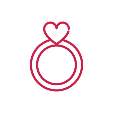 Sevgililer Günü 'nüz kutlu olsun. Şirin yüzük, mücevher kalp çizgisi tasarımı.