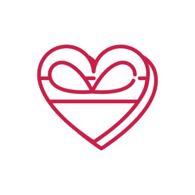 Sevgililer günün kutlu olsun hediye kutusu kalp şeklinde aşk çizgisi tasarımı