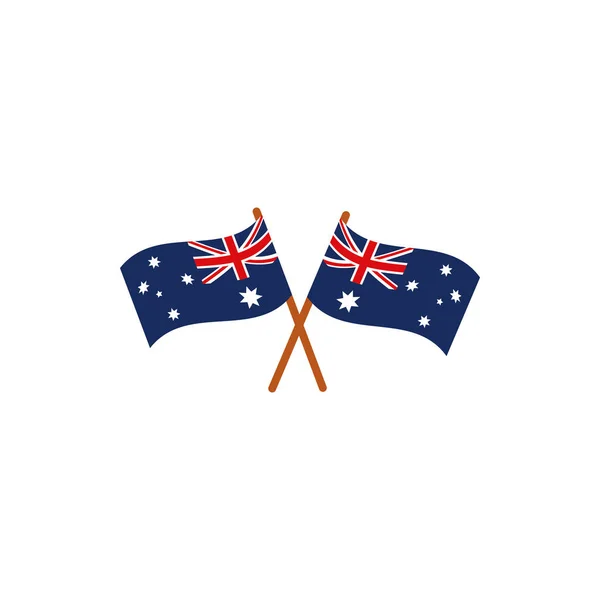 Crossed flags nation australia icon on white background — Stock Vector