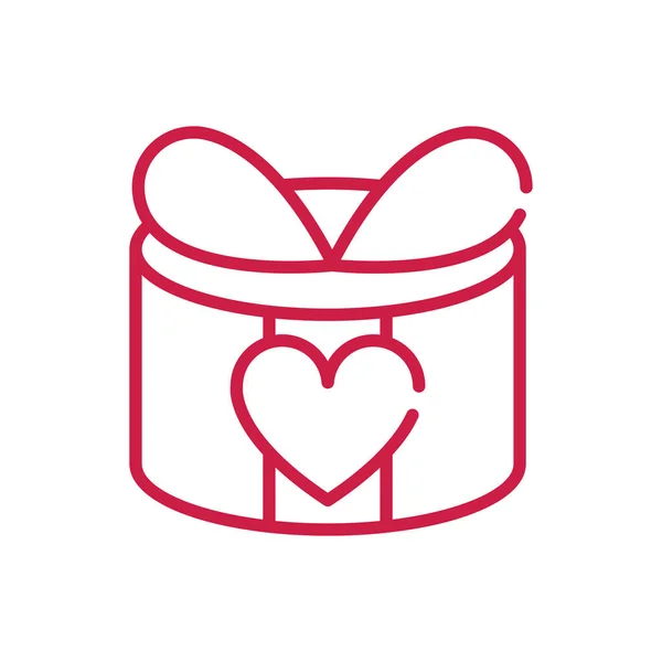Feliz día todo el día caja de regalo decoración de corazón rojo línea de diseño. — Vector de stock