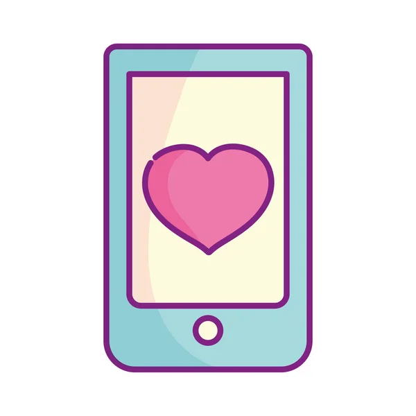 Happy valentines day, smartphone application heart love romance icon — 스톡 벡터