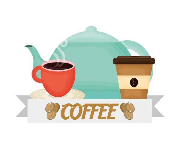 Одноразовий чашковий чайник свіжий напій час кави — стоковий вектор