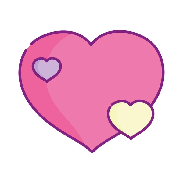 Feliz día, los corazones aman los sentimientos románticos icono. — Vector de stock