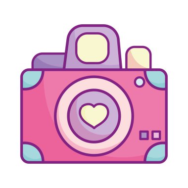 Sevgililer günün kutlu olsun, fotoğraf makinesi kalp aşk ikonu.