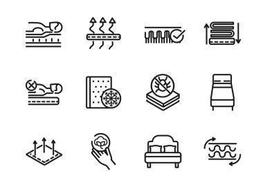 mattress comfortable soft textile icons set linear design clipart