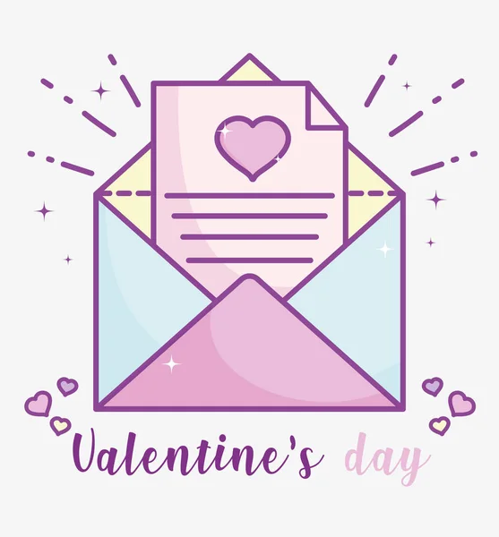 Feliz día, correo electrónico carta corazones amor romántico — Vector de stock