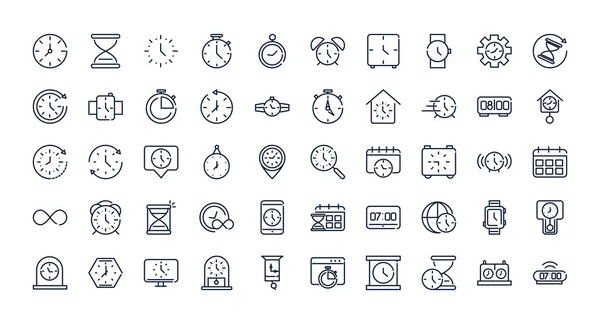 Time clock time time time time time time time time time linear design set icons. — Vector de stock