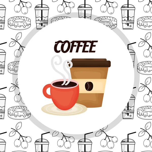 Hot cup and disposable cup fresh beverage coffee time — 图库矢量图片