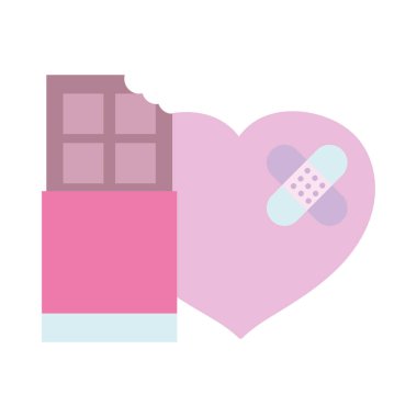 Sevgililer günün kutlu olsun, tatlı çikolata ve hüzünlü kalp aşkı.