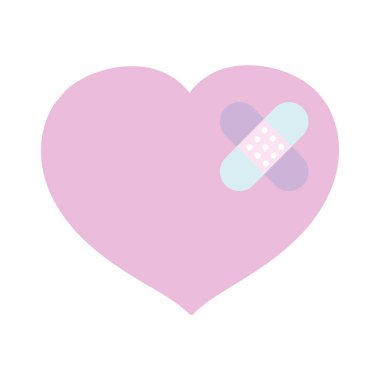 Sevgililer günün kutlu olsun, bandajlı tatlı bir kalp ilk yardım hüzünlü aşk