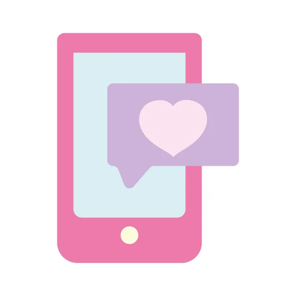 Szczęśliwych Walentynek, Smartfon mówienie bańka wiadomość miłość — Wektor stockowy