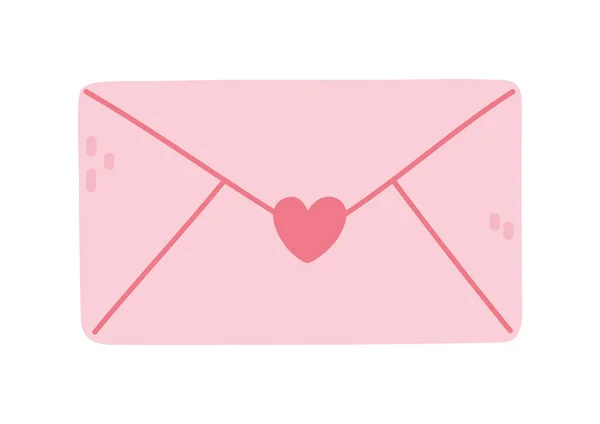 Happy valentines day, pink envelope message letter card love — Stock Vector