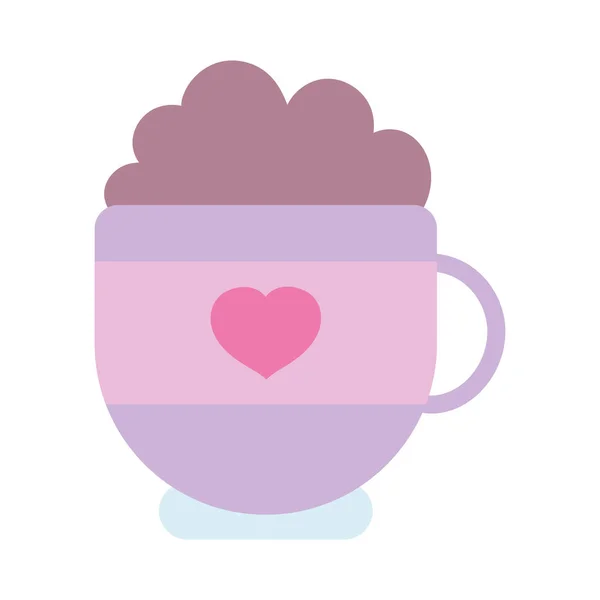 Glad Alla hjärtans dag, söt choklad kopp skum dryck — Stock vektor