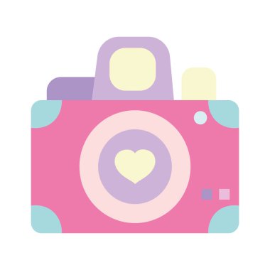 Sevgililer günün kutlu olsun, fotoğraf makinesi kalp aşk ikonu.