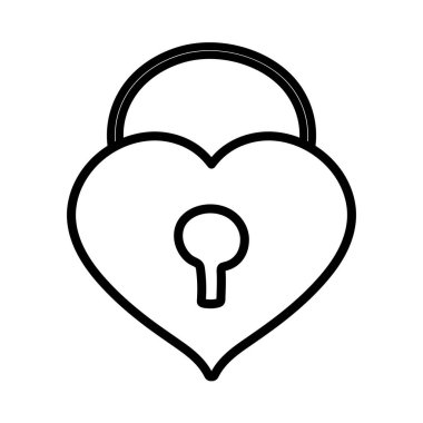 Sevgililer günün kutlu olsun, şirin asma kilit şekilli kalp romantik kalın çizgi